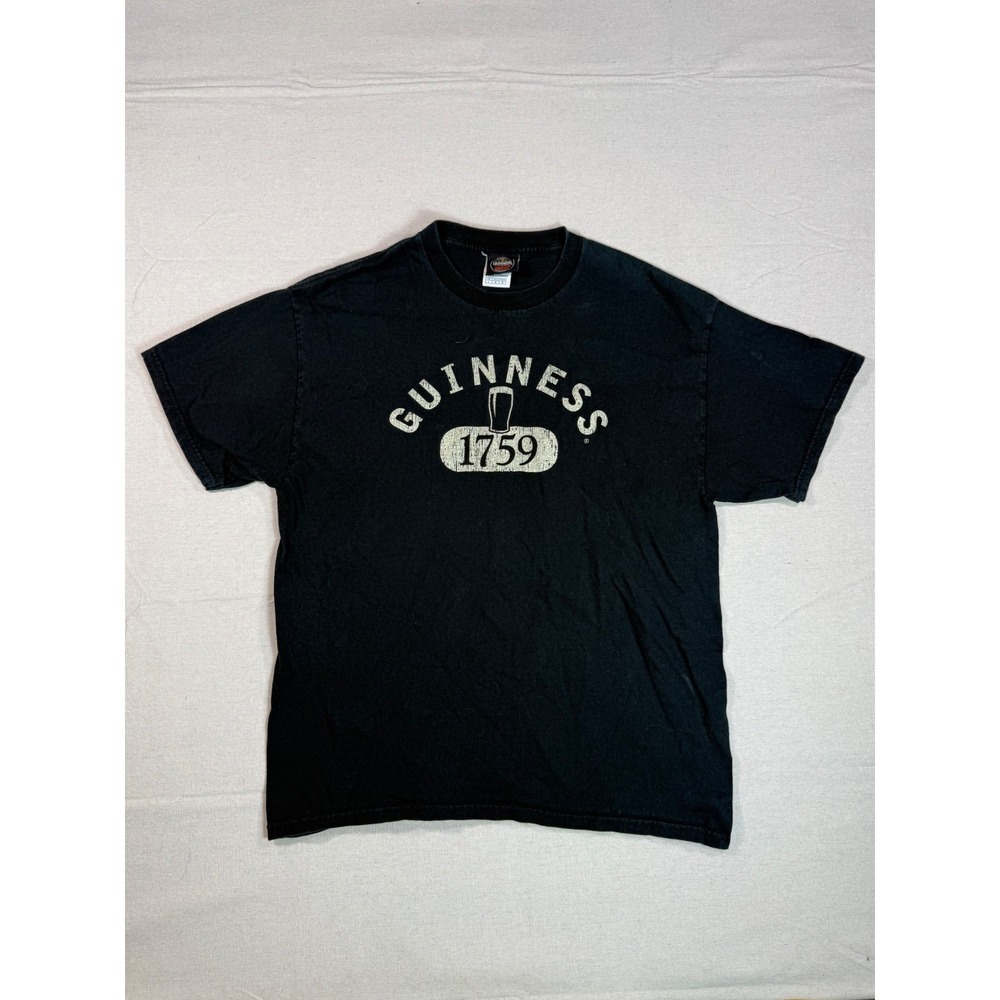 VTG Guinness Beer T-Shirt Mens Large Black Graphic Tee Official Merchandise 1759